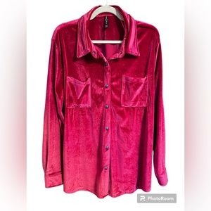 Velvety Pink Button Up top